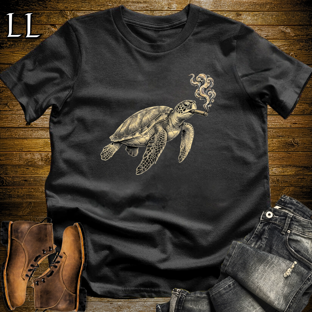 Vintage Cigar Sea Turtle T-Shirt Black | Cigar Sea Turtle Tee