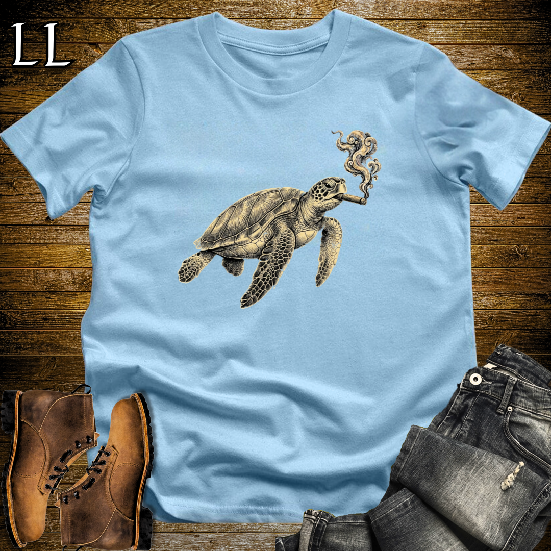 Vintage Cigar Sea Turtle T-Shirt Light Blue | Cigar Sea Turtle Tee