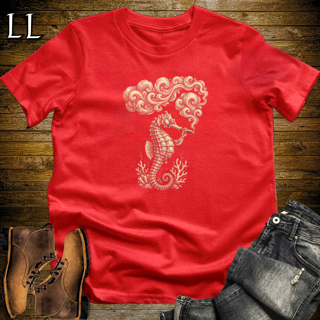 Vintage Cigar Seahorse T-Shirt Red | Cigar Lover Gift Tee