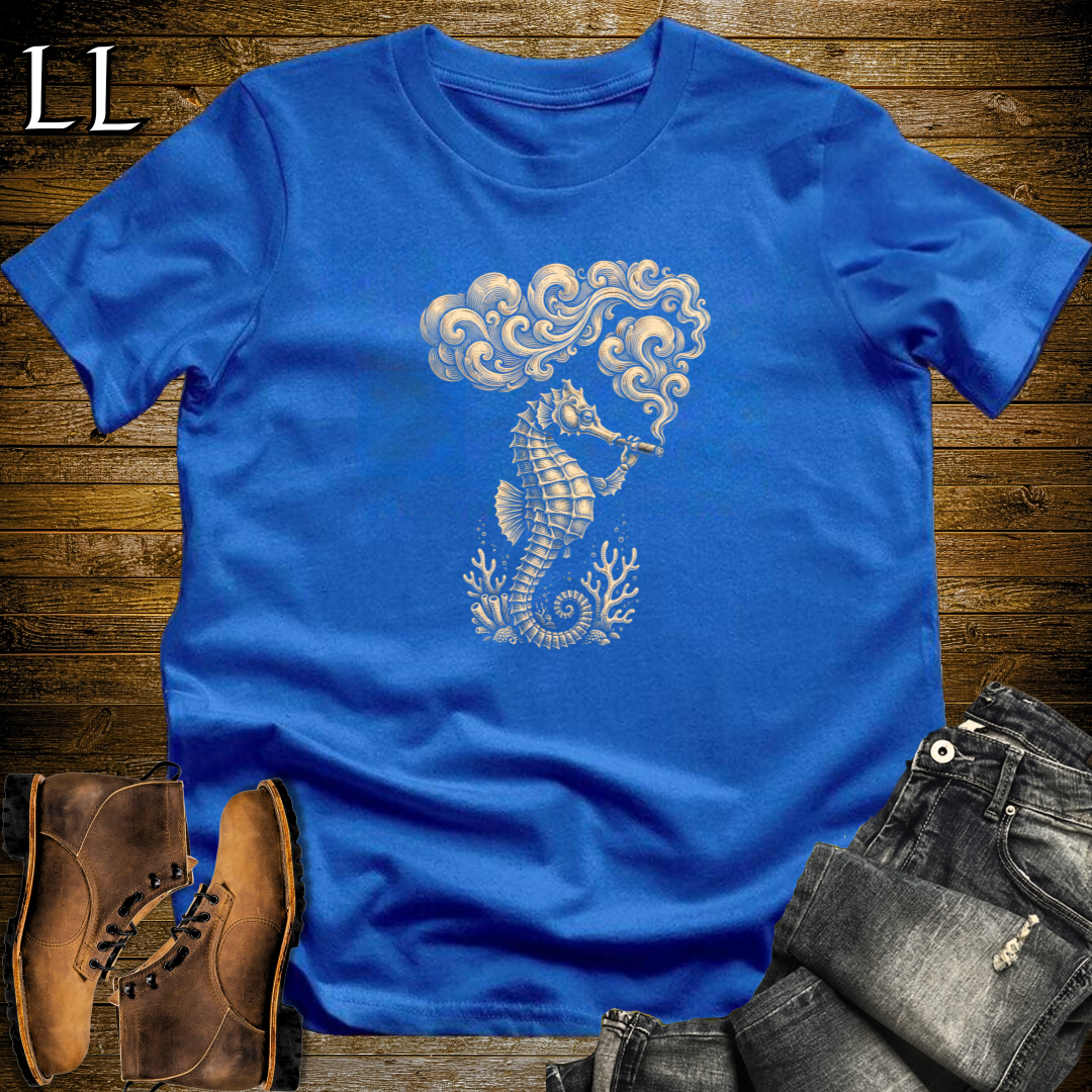 Vintage Cigar Seahorse T-Shirt Royal Blue | Cigar Lover Gift Tee