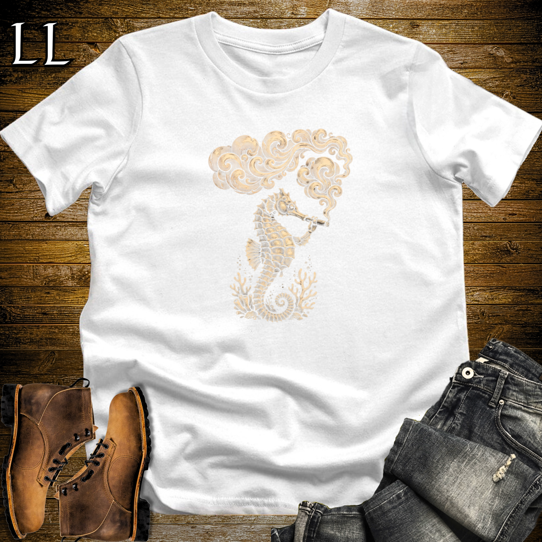 Vintage Cigar Seahorse T-Shirt White | Cigar Lover Gift Tee