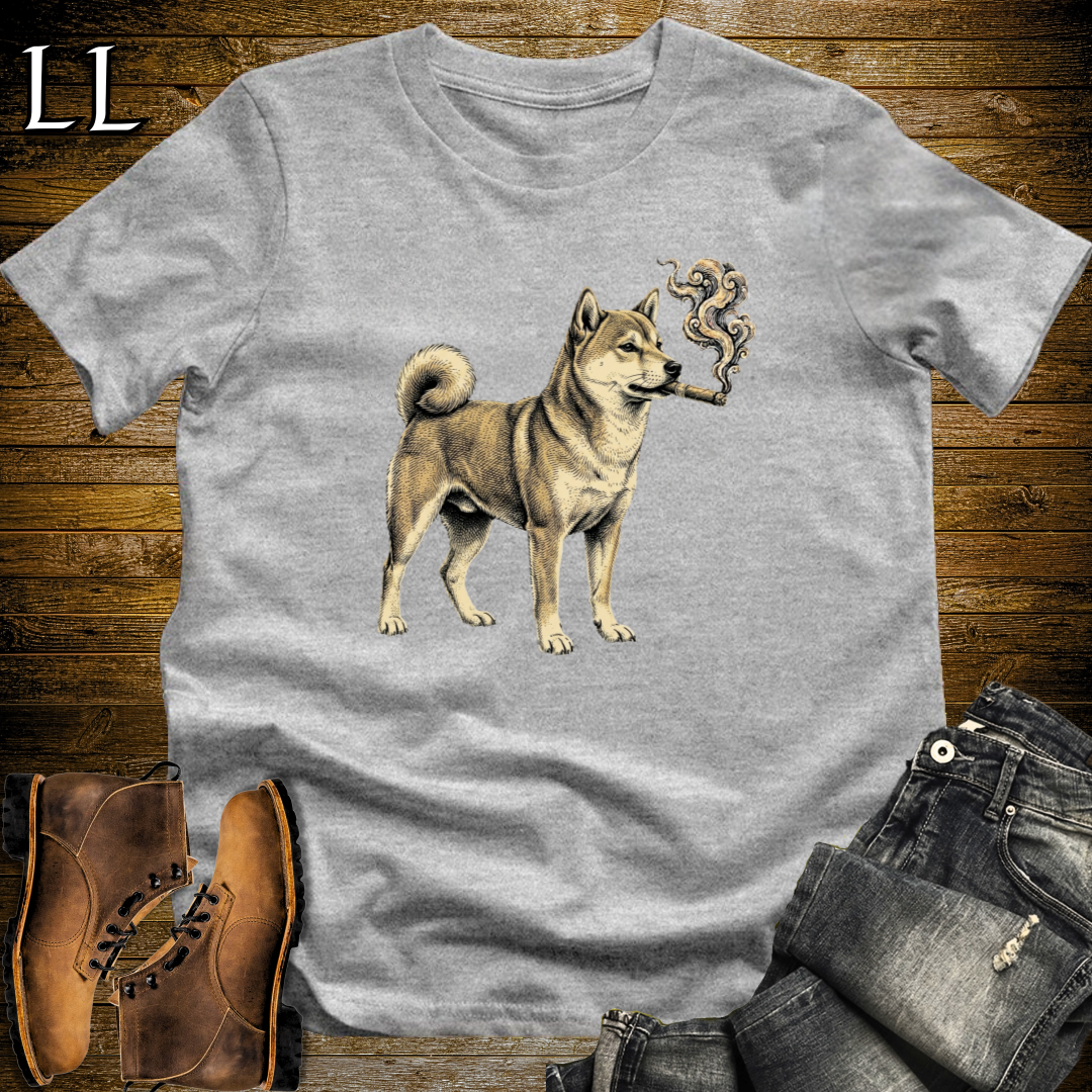Vintage Cigar Shiba Inu T-Shirt Sport Grey | Dog Lover Cigar Tee