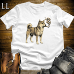 Vintage Cigar Shiba Inu T-Shirt White | Dog Lover Cigar Tee