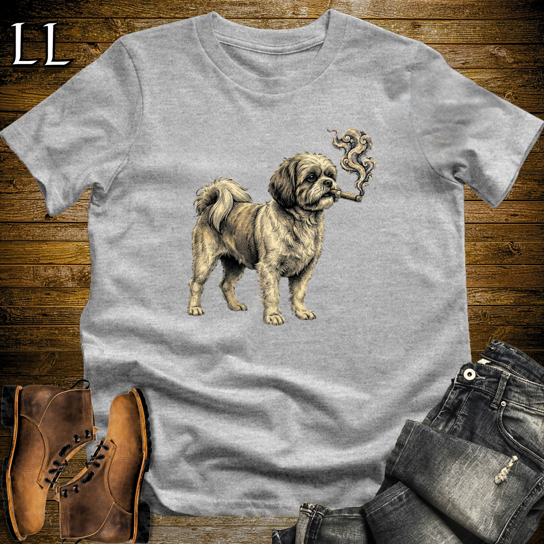 Vintage Cigar Shih Tzu T-Shirt Sport Grey | Dog Lover Gift Tee