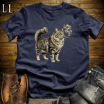 Vintage Cigar Siberian Cat T-Shirt Navy | Funny Cigar Cat Tee