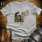 Vintage Cigar Siberian Cat T-Shirt Sport Grey | Funny Cigar Cat Tee
