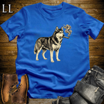 Vintage Cigar Siberian Husky T-Shirt Royal Blue | Cigar Siberian Husky Dog Tee