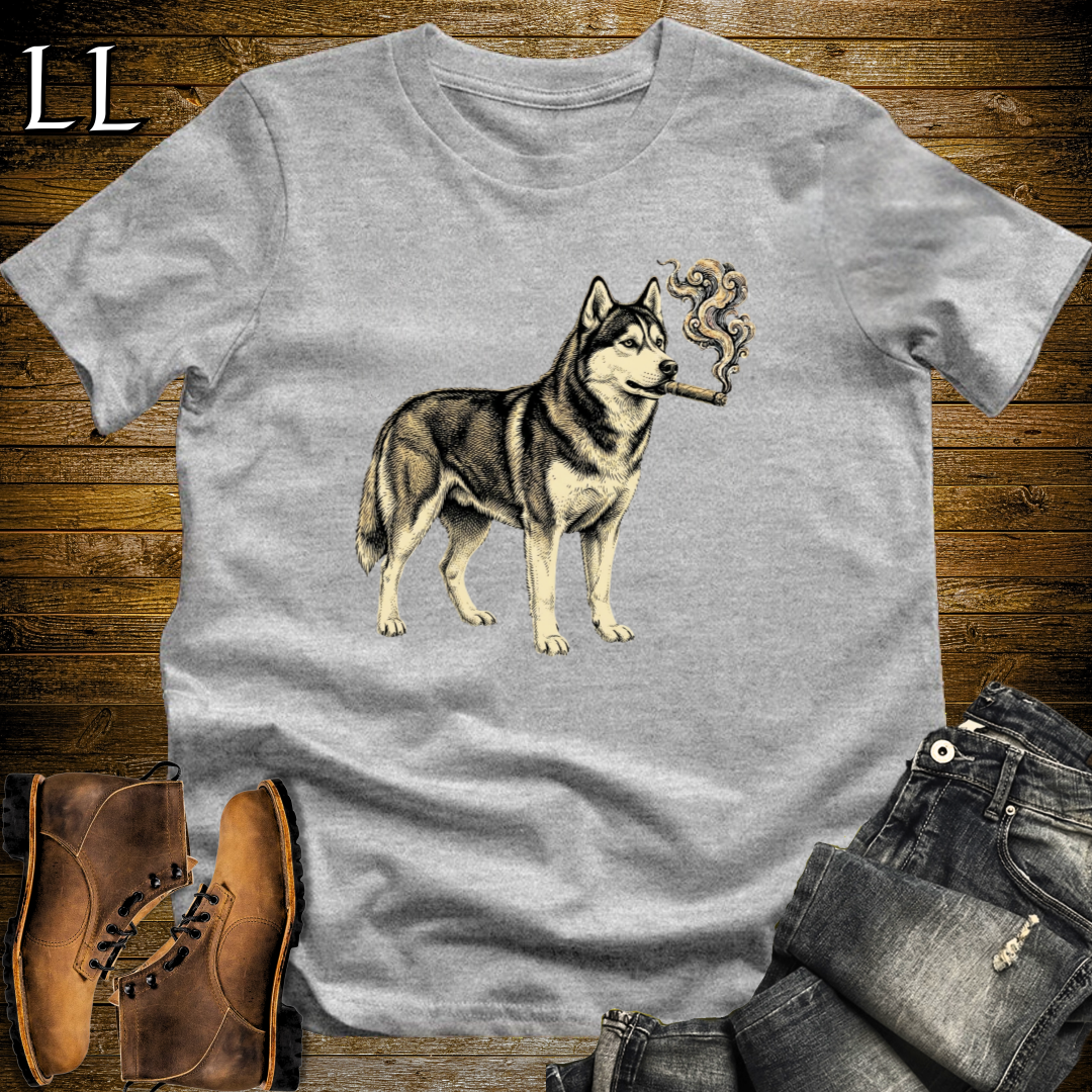 Vintage Cigar Siberian Husky T-Shirt Sport Grey | Cigar Siberian Husky Dog Tee