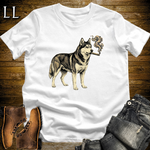 Vintage Cigar Siberian Husky T-Shirt White | Cigar Siberian Husky Dog Tee