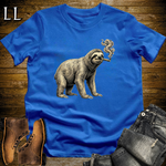 Vintage Cigar Sloth T-Shirt Royal Blue | Animal Graphic Tee