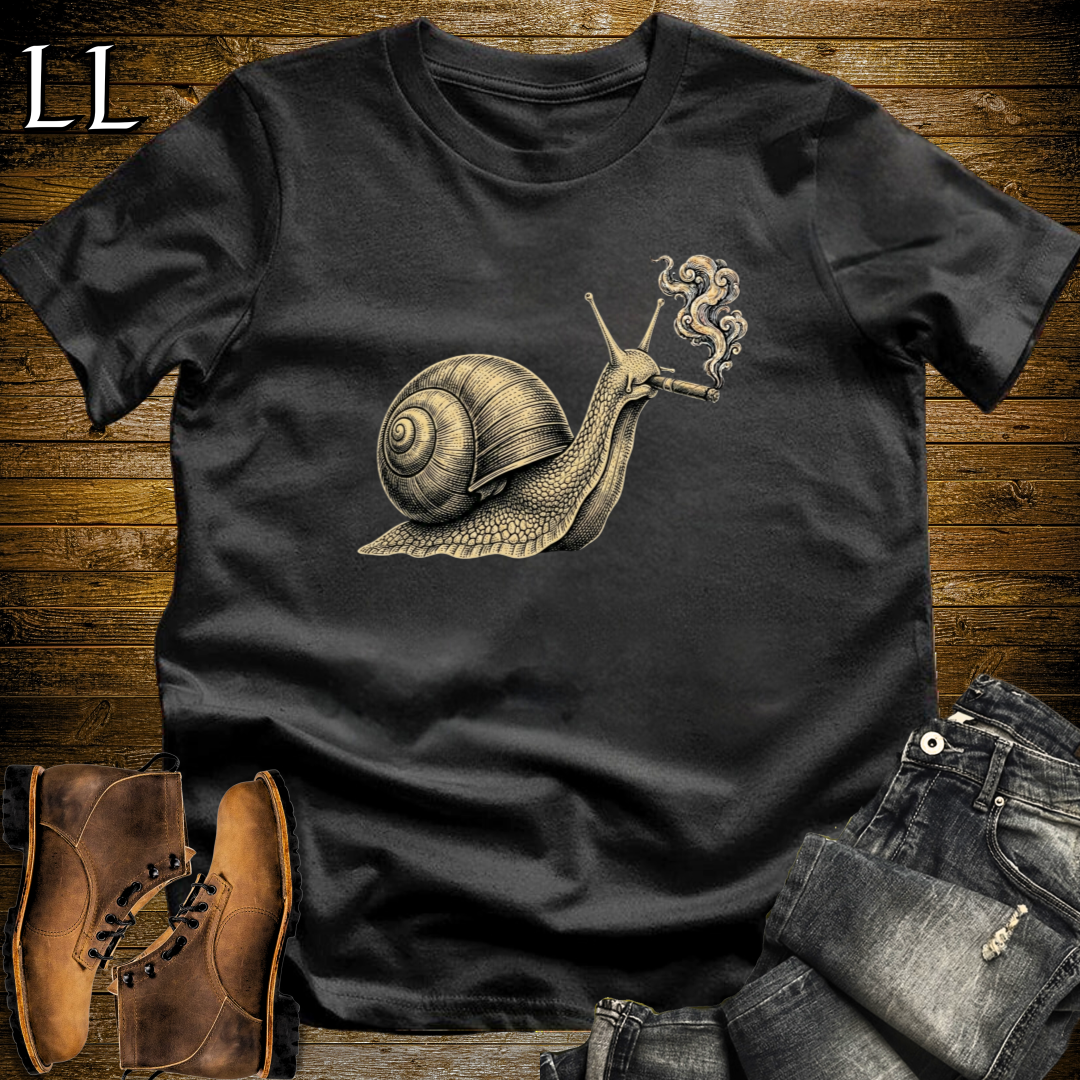 Vintage Cigar Snail T-Shirt Black | Funny Animal Tee
