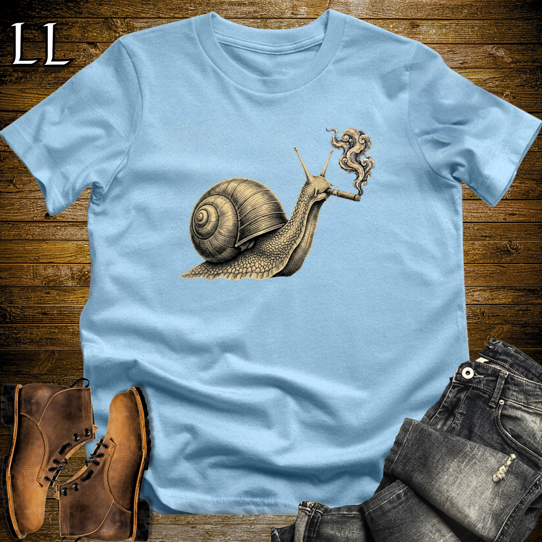Vintage Cigar Snail T-Shirt Light Blue | Funny Animal Tee