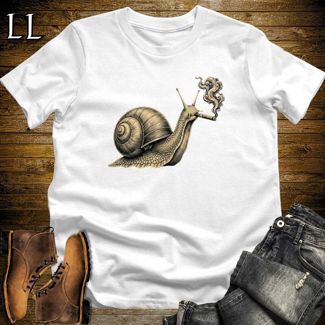 Vintage Cigar Snail T-Shirt White | Funny Animal Tee
