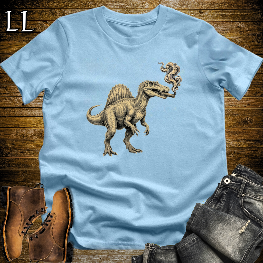 Vintage Cigar Spinosaurus T-Shirt Light Blue | Dinosaur Cigar Gift Tee