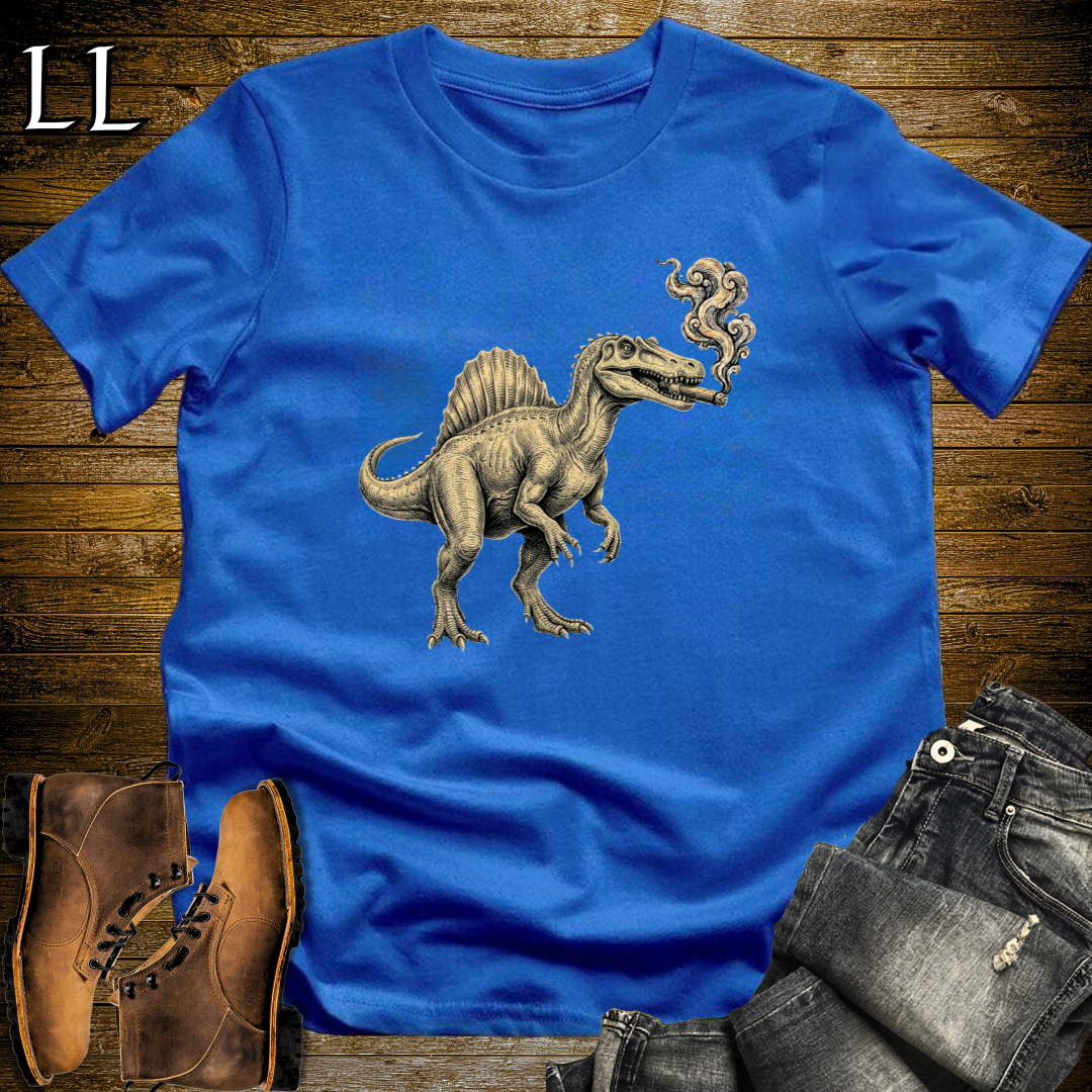 Vintage Cigar Spinosaurus T-Shirt Royal Blue | Dinosaur Cigar Gift Tee
