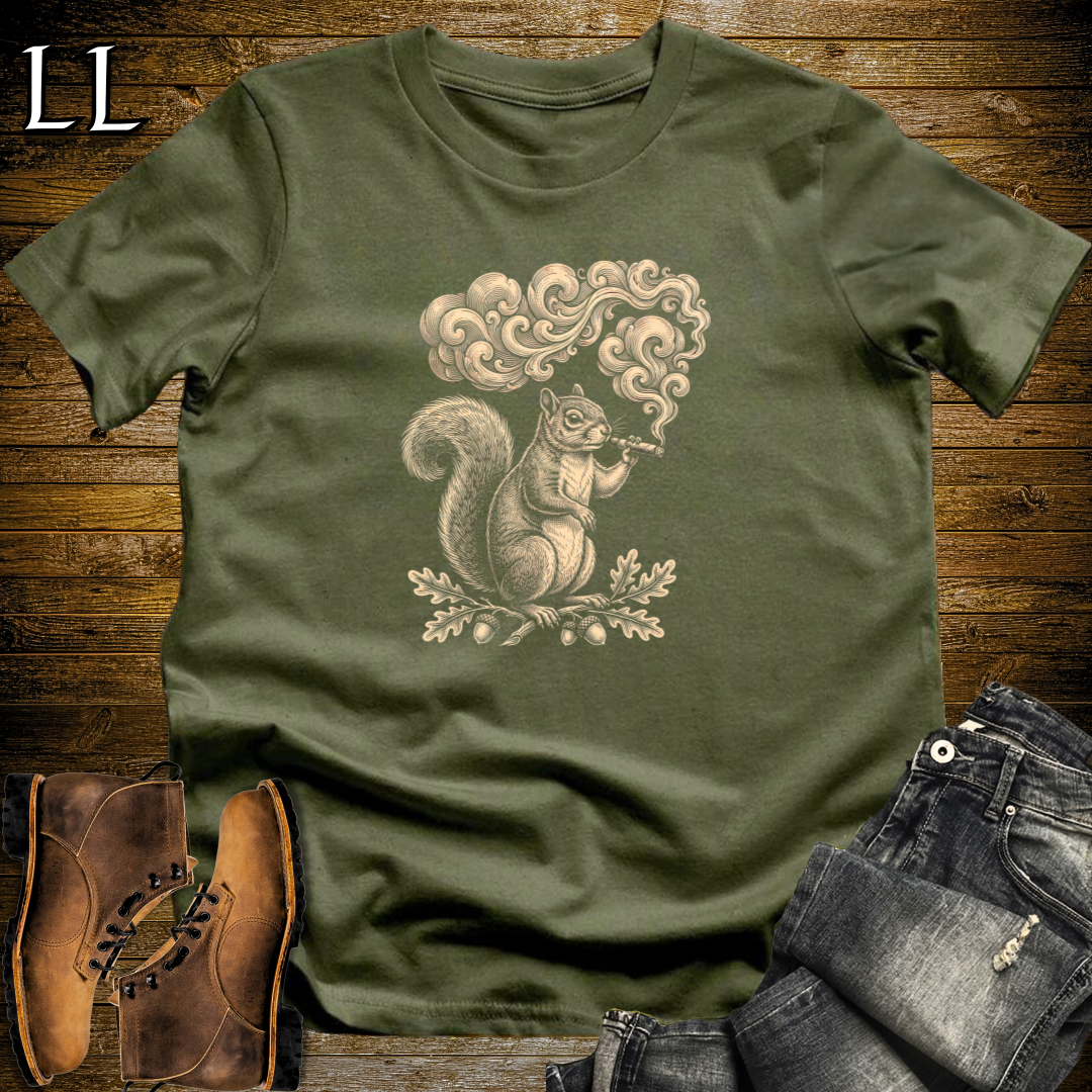 Vintage Cigar Squirrel T-Shirt Military Green | Animal Lover Gift Tee