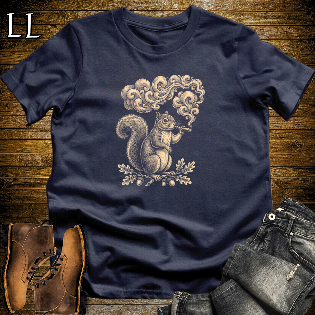Vintage Cigar Squirrel T-Shirt Navy | Animal Lover Gift Tee