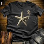 Vintage Cigar Starfish T-Shirt Black | Animal Lover Gift Tee