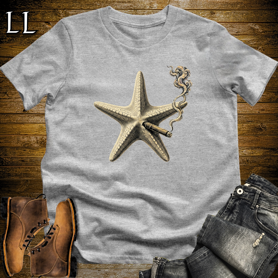 Vintage Cigar Starfish T-Shirt Sport Grey | Animal Lover Gift Tee