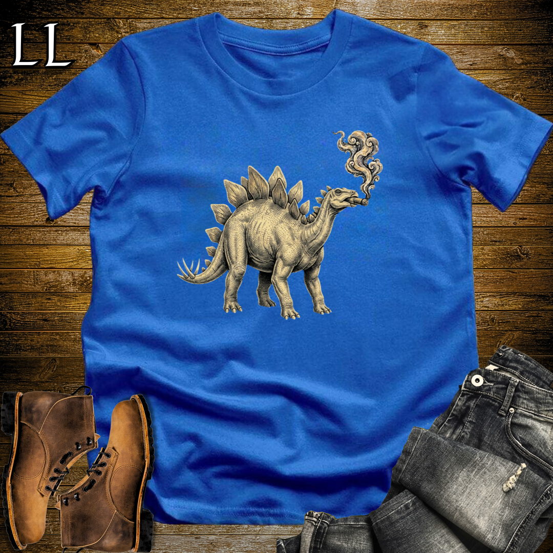 Vintage Cigar Stegosaurus T-Shirt Royal | Funny Cigar Dinosaur Tee