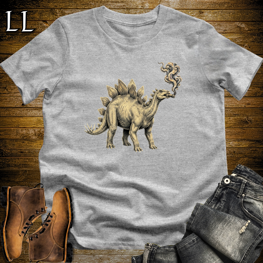 Vintage Cigar Stegosaurus T-Shirt Sport Grey | Funny Cigar Dinosaur Tee