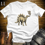 Vintage Cigar Stegosaurus T-Shirt White | Funny Cigar Dinosaur Tee