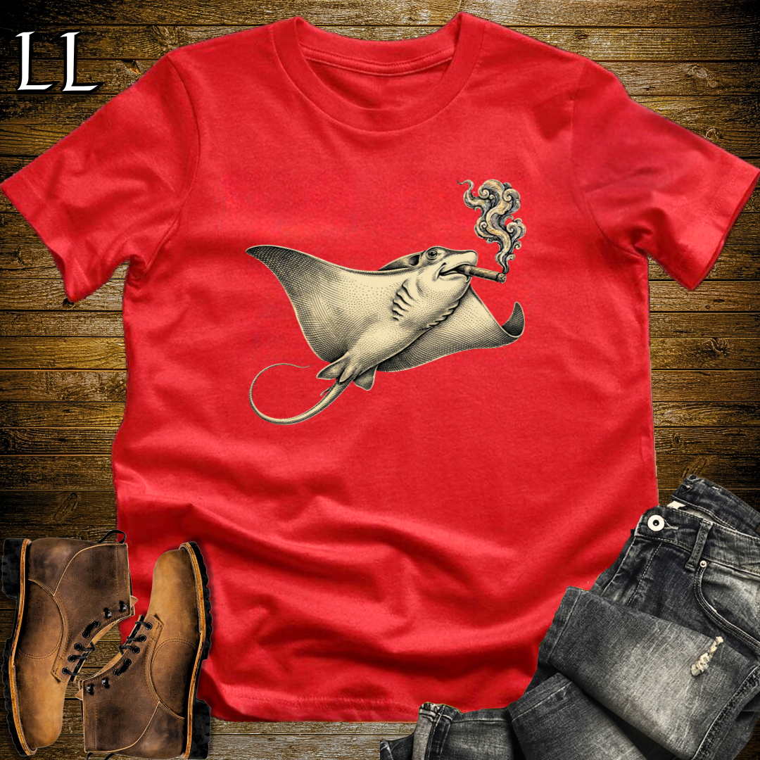 Vintage Cigar Stingray T-Shirt Red | Animal Graphic Tee