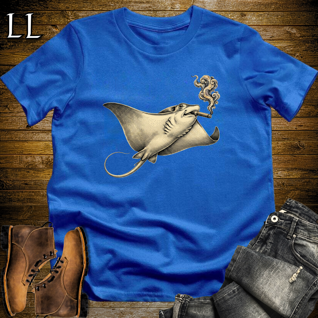 Vintage Cigar Stingray T-Shirt Royal Blue | Animal Graphic Tee
