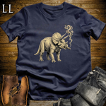 Vintage Cigar Triceratops T-Shirt Navy | Dinosaur Lover Gift Tee