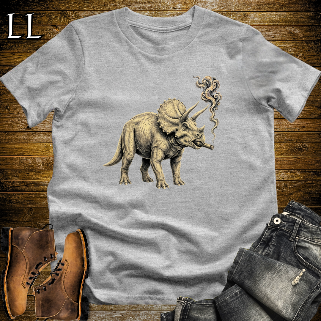 Vintage Cigar Triceratops T-Shirt Sport Grey | Dinosaur Lover Gift Tee