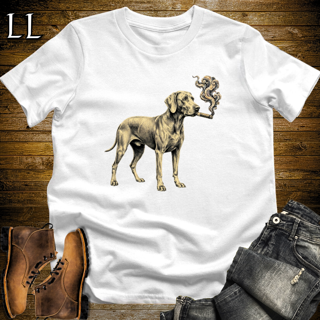 Vintage Cigar Weimaraner T-Shirt White | Dog Lover Gift Tee