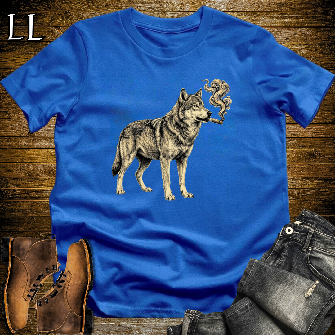 Vintage Cigar Wolf T-Shirt Royal | Funny Animal Tee