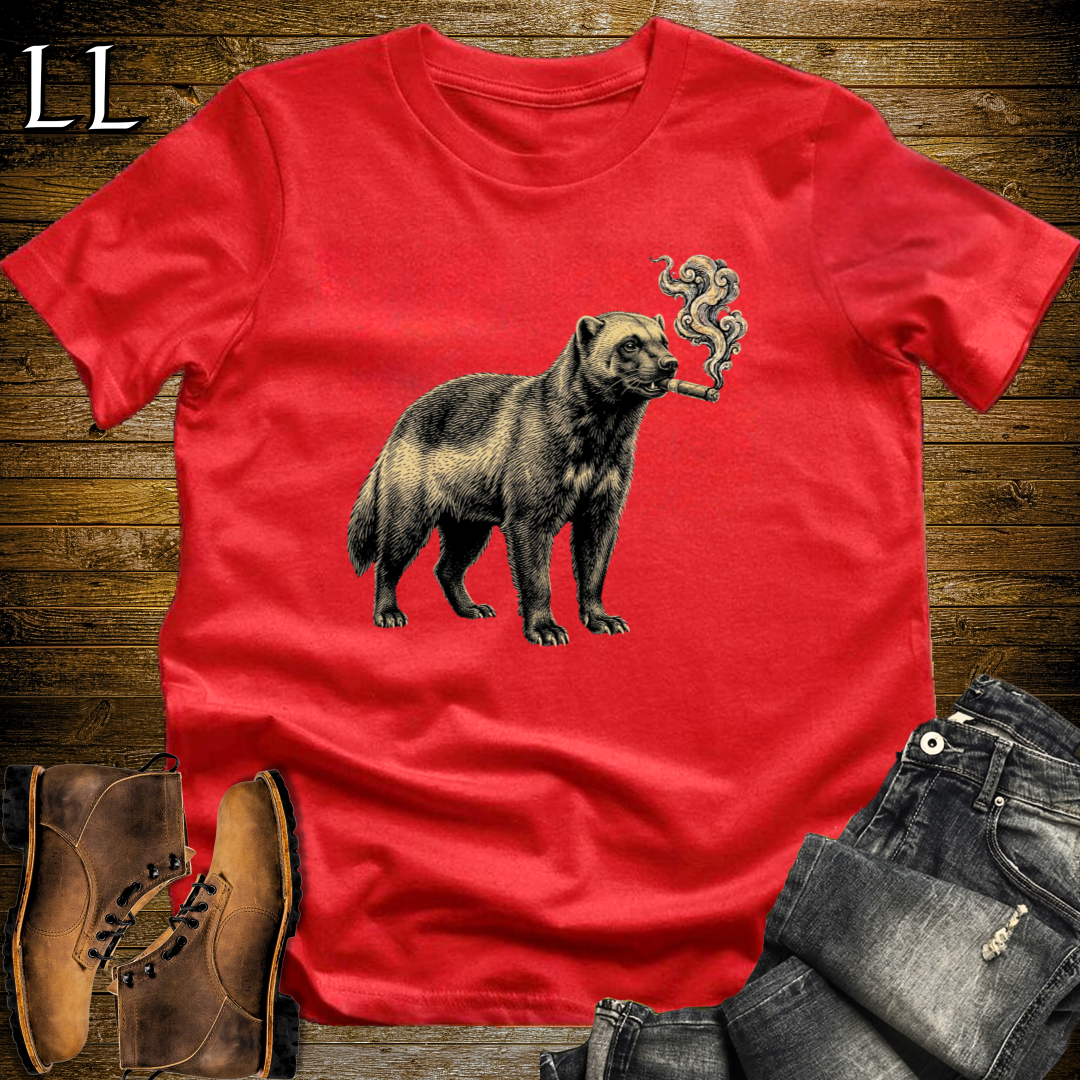 Vintage Cigar Wolverine T-Shirt Red | Funny Animal Tee