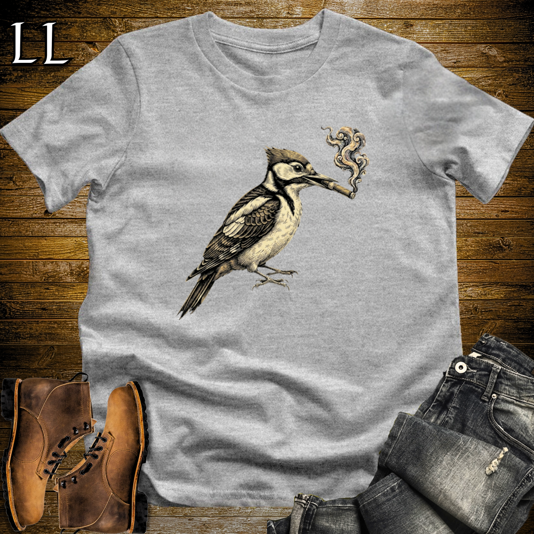 Vintage Cigar Woodpecker T-Shirt Sport Grey | Funny Cigar Bird Tee