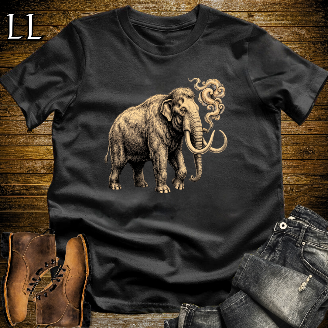 Vintage Cigar Woolly Mammoth T-Shirt Black | Animal Graphic Tee