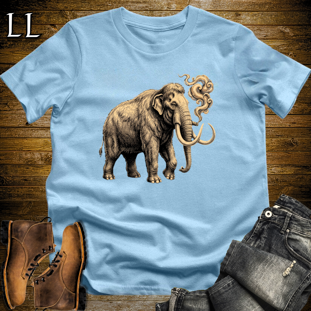 Vintage Cigar Woolly Mammoth T-Shirt Light Blue | Animal Graphic Tee