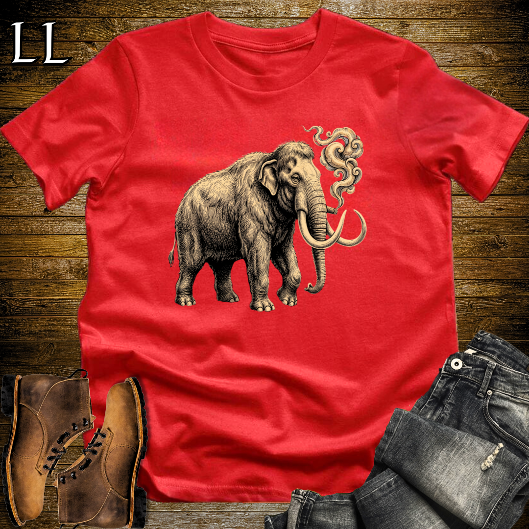 Vintage Cigar Woolly Mammoth T-Shirt Red | Animal Graphic Tee