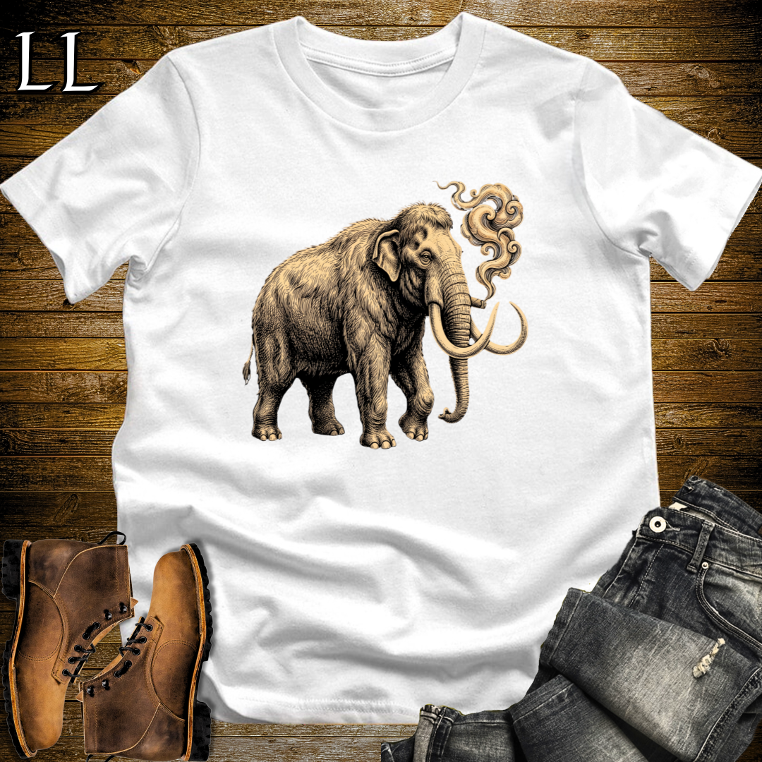 Vintage Cigar Woolly Mammoth T-Shirt White | Animal Graphic Tee