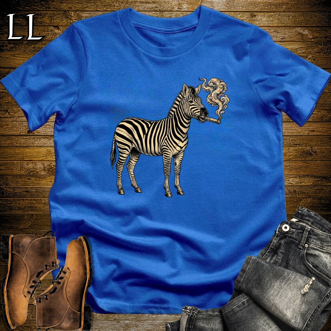 Vintage Cigar Zebra T-Shirt Royal | Funny Animal Tee