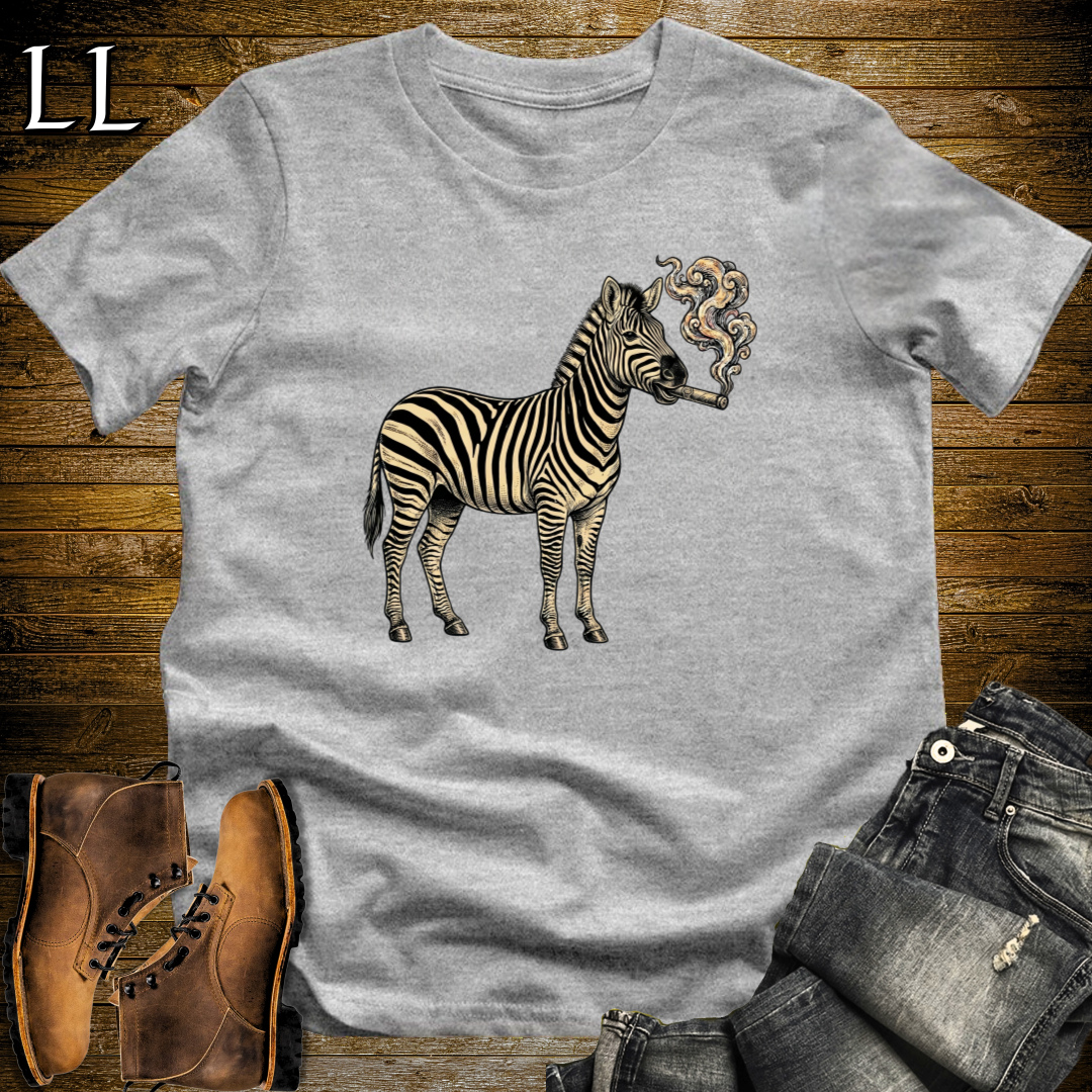 Vintage Cigar Zebra T-Shirt Sport Grey | Funny Animal Tee