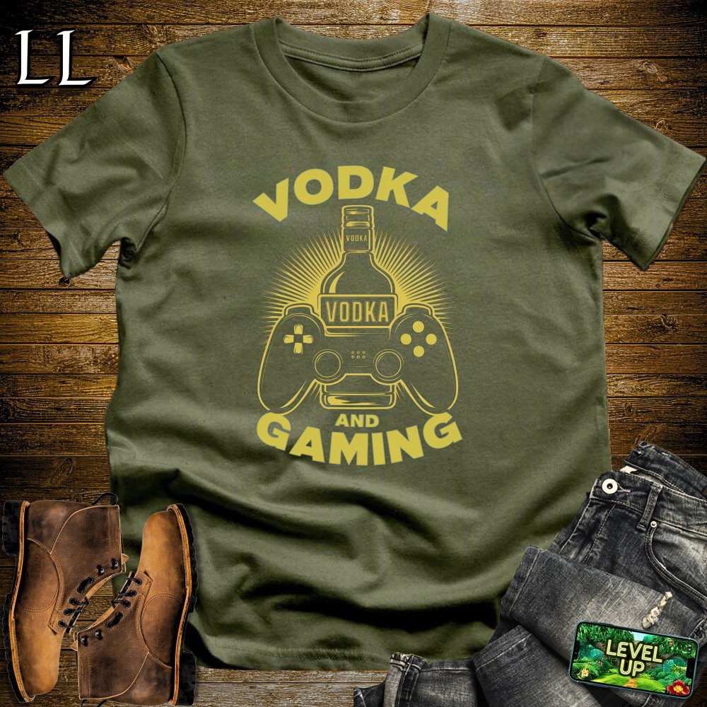 Vodka and Gaming Softstyle Tee - Military Green - LegacyLayers