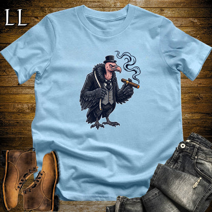 Vulture Mortician Cigar T-Shirt Light Blue | Vulture Cigar Halloween Tee