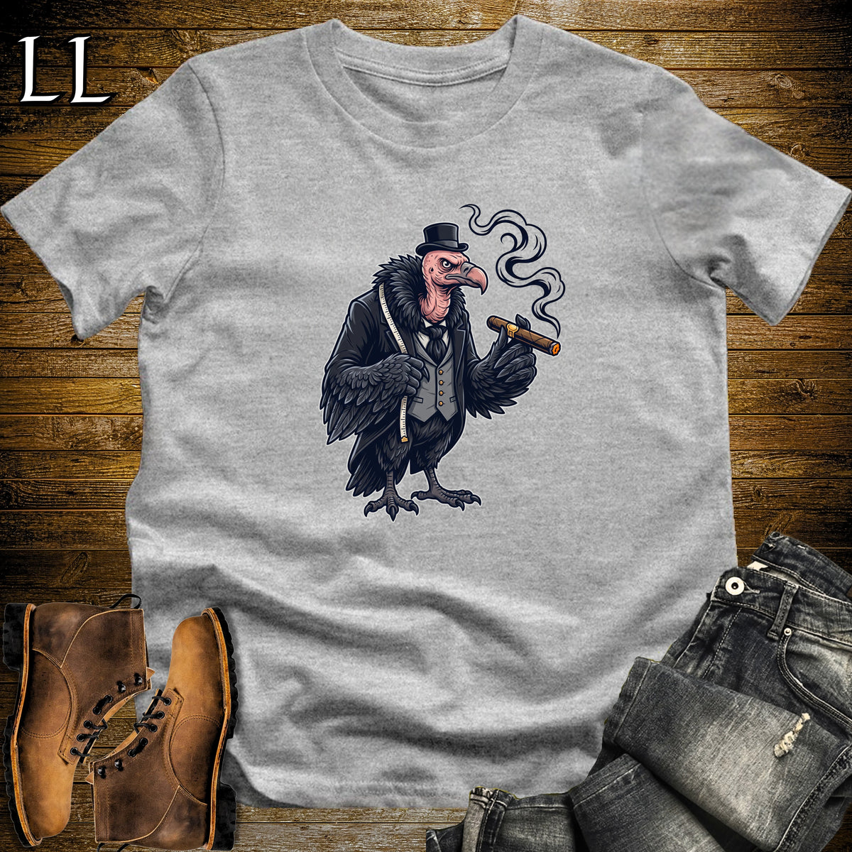 Vulture Mortician Cigar T-Shirt Sport Grey | Vulture Cigar Halloween Tee