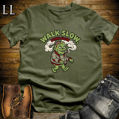 Walk Slow Burn Slow Zombie Cardigan Cigar T-Shirt Military Green | Zombie Cigar Tee