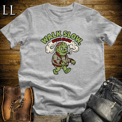 Walk Slow Burn Slow Zombie Cardigan Cigar T-Shirt Sport Grey | Zombie Cigar Tee