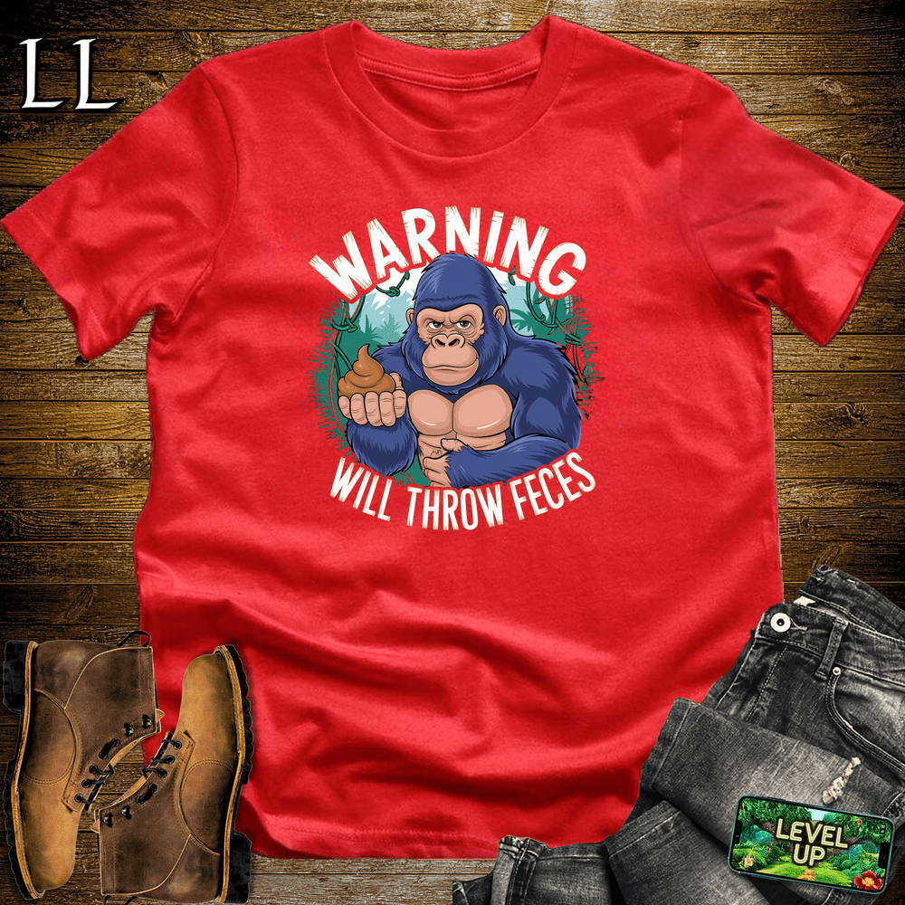 Warning Will Throw Feces Gorilla - Red - LegacyLayers