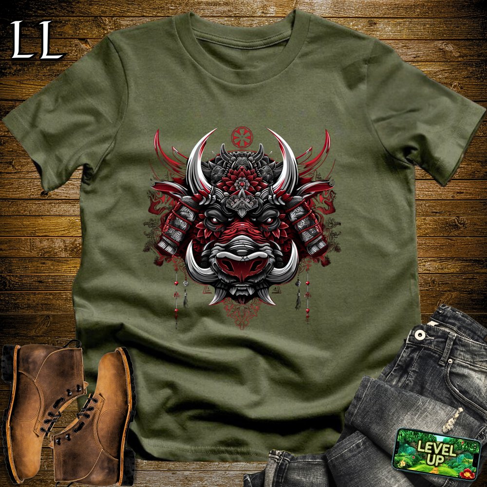 Warthog Samurai Softstyle Tee Military Green | Animal Warrior Tee