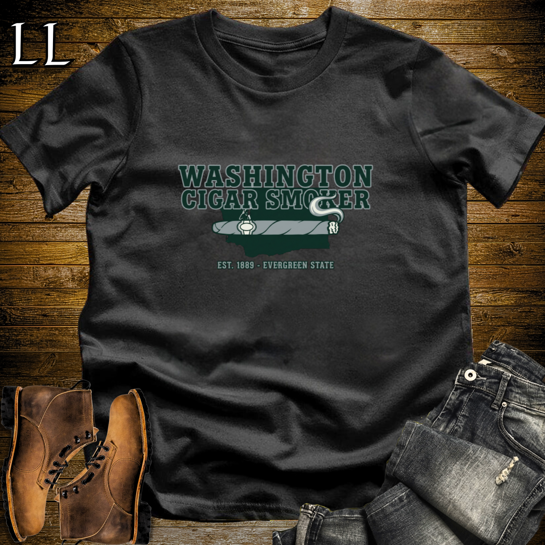 Washington Cigar Smoker T-Shirt Black | Washington Cigar Lover Gift Tee