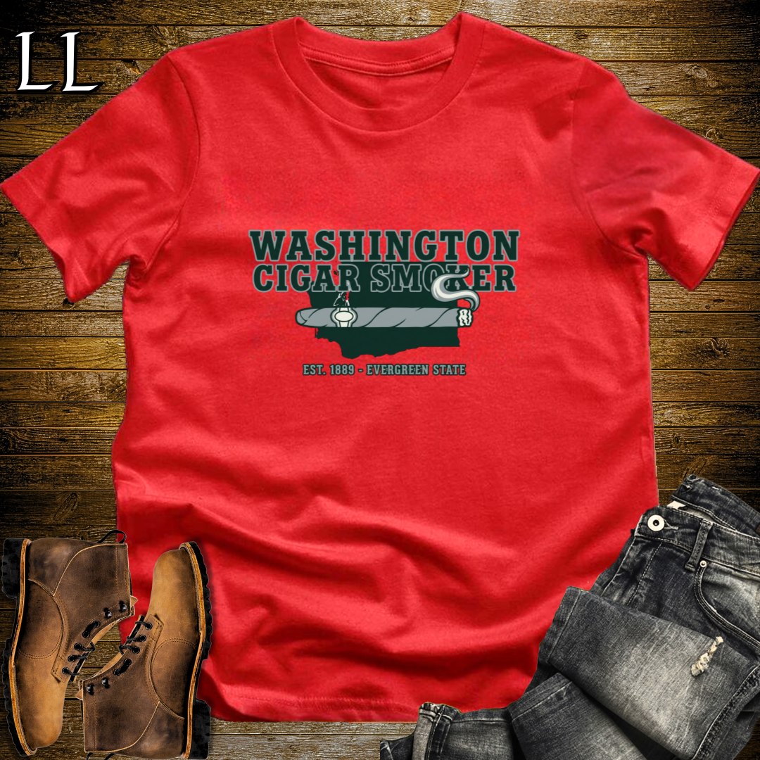 Washington Cigar Smoker T-Shirt Red | Washington Cigar Lover Gift Tee