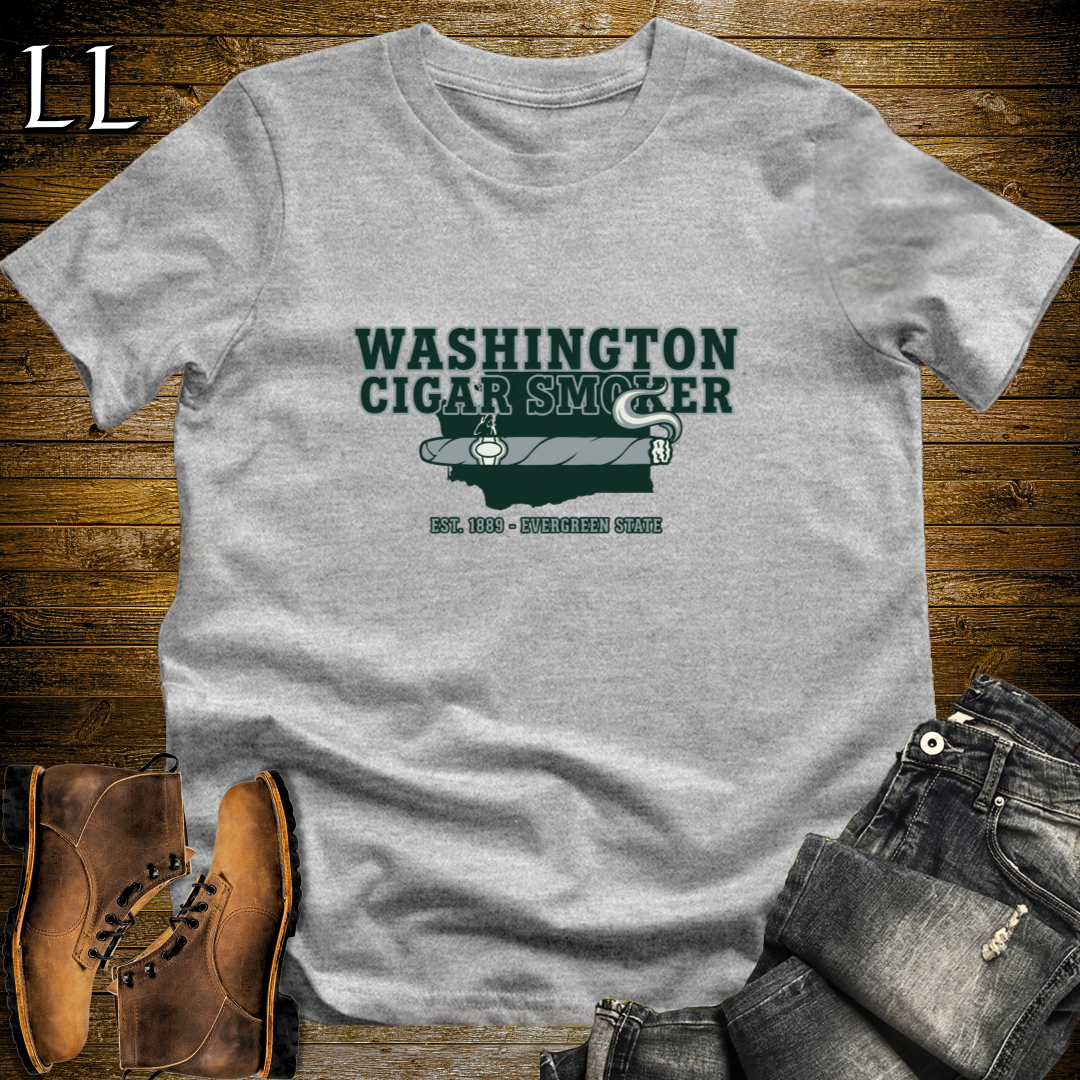 Washington Cigar Smoker T-Shirt Sport Grey | Washington Cigar Lover Gift Tee